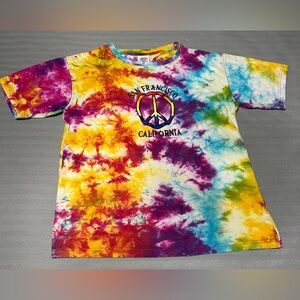 Dimco San Francisco California Peace Sign T Shirt Embroidered L Large Tie Dye